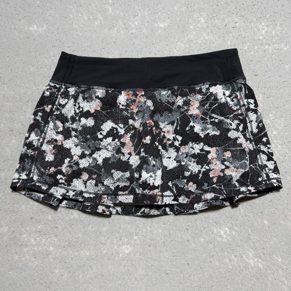Lululemon Skirt Women’s 6 Black Floral Pace Rival Skirt Spring Bloom Multi